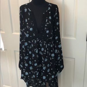 Torrid Lace Trimmed High Low Floral Babydoll Shirt